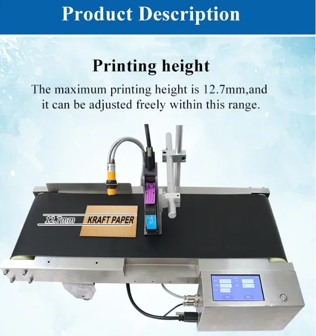 Automatic intelligent coding machine 4.3 inch touch screen adjustable speed conveyor belt 600DPI for date/batch/price label prin