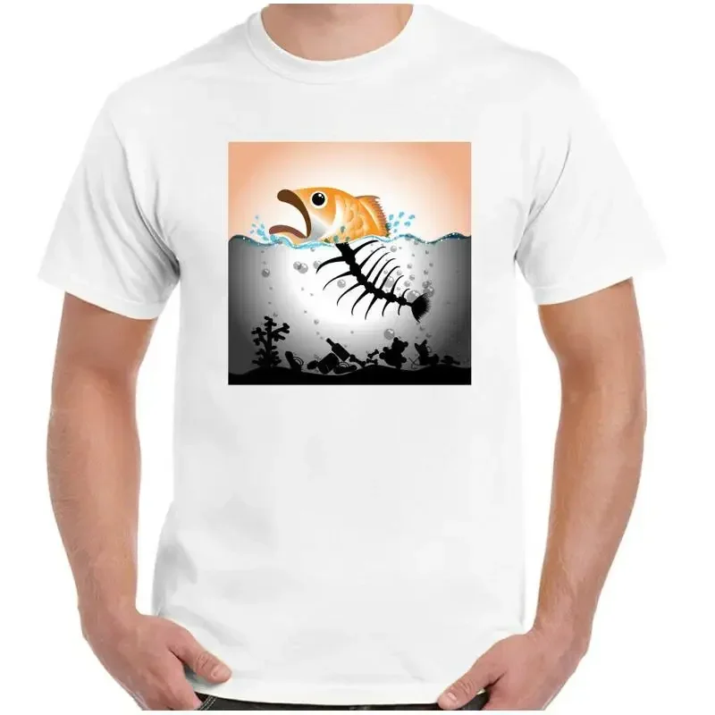Ambientali T-Shirt Uomo Politici Oceano Plastica Globale Warming Pesce Pollution