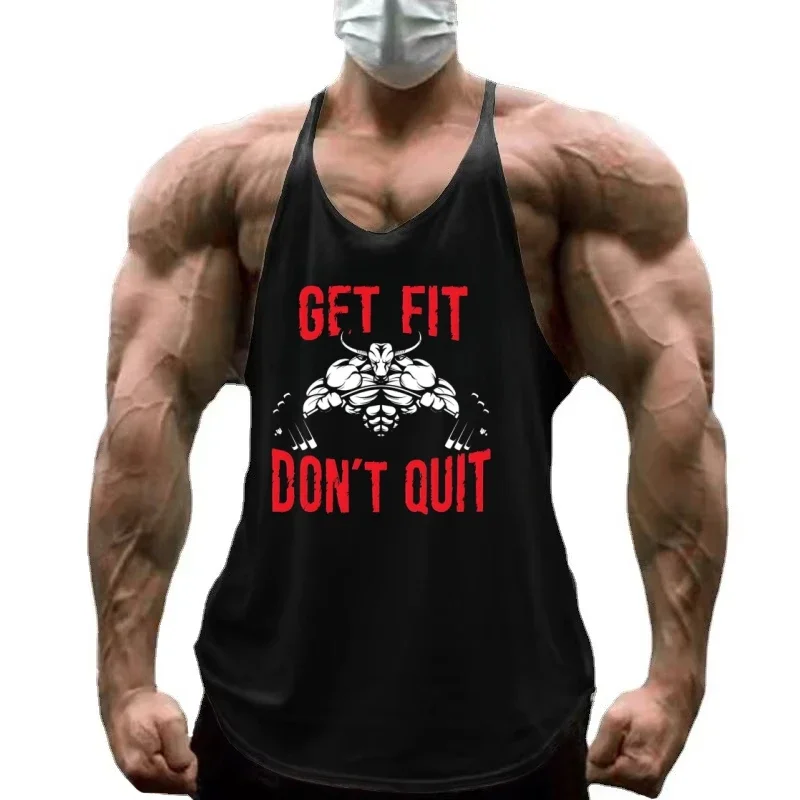 Men's Bodybuilding Y-Back Stringer Vest, Durable Cotton Blend, Ideal for Lifting, Fitness Routines & Street Style