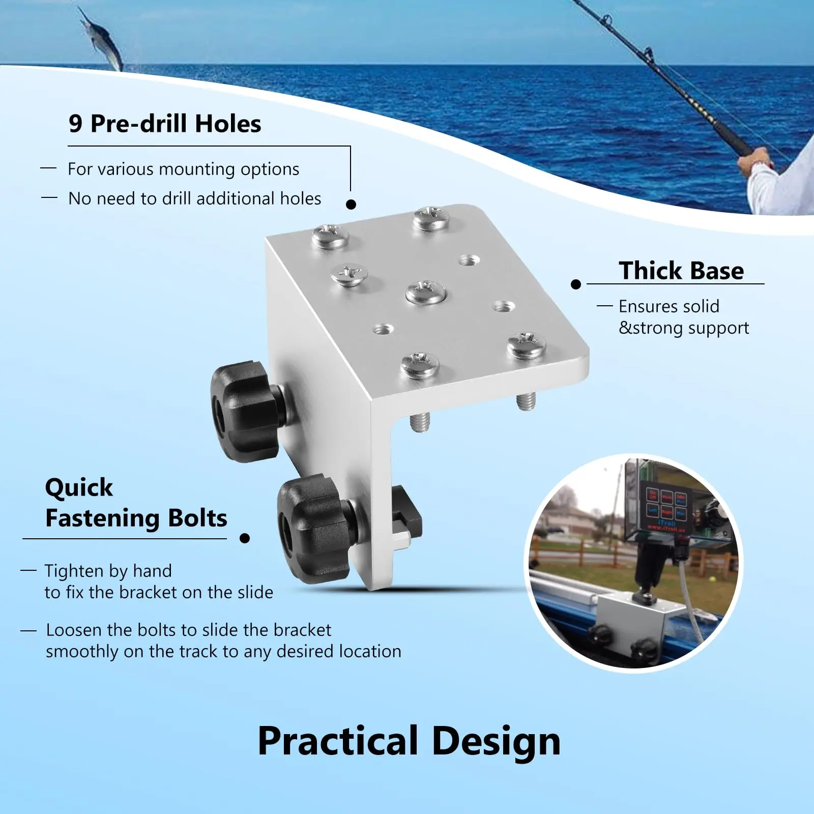 90 ° Boots-Gunnell-Schienensystem-Halterung für Versatrack-System zur Befestigung von Rutenhaltern/Downriggers/Bimini-Tops/Lichtbefestigungsbolzen – Detail 6