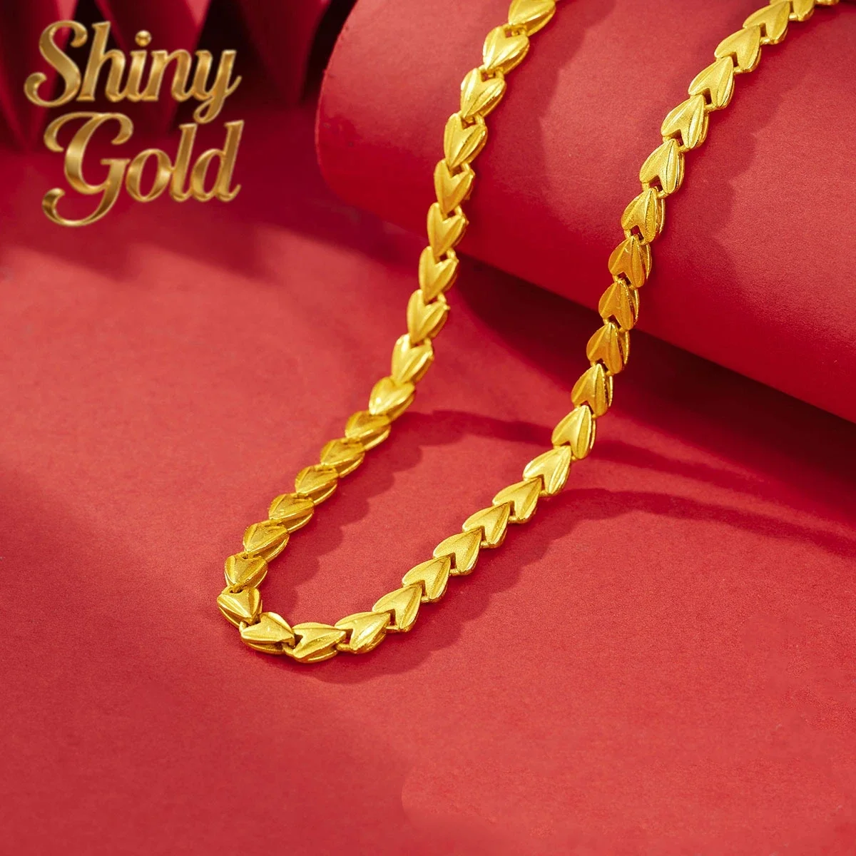 

Роскошное золотое колье ShinyGold 24K из настоящего золота для женщин, модное, из золота au9999, элегантное, простое, на ключицу.