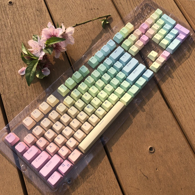 104 Keys Rainbow Gradient OEM Profile PBT Keycaps For MX Switch Mechanical Keyboard RGB Gaming Backlit Keycap Custom Key Caps