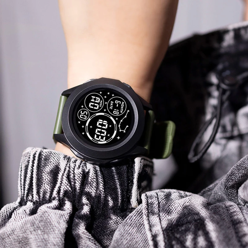 AL-102Haohan Xingchen reloj electrónico, reloj electrónico para deportes al aire libre, reloj redondo, reloj de pulsera juvenil Relojes para hombres