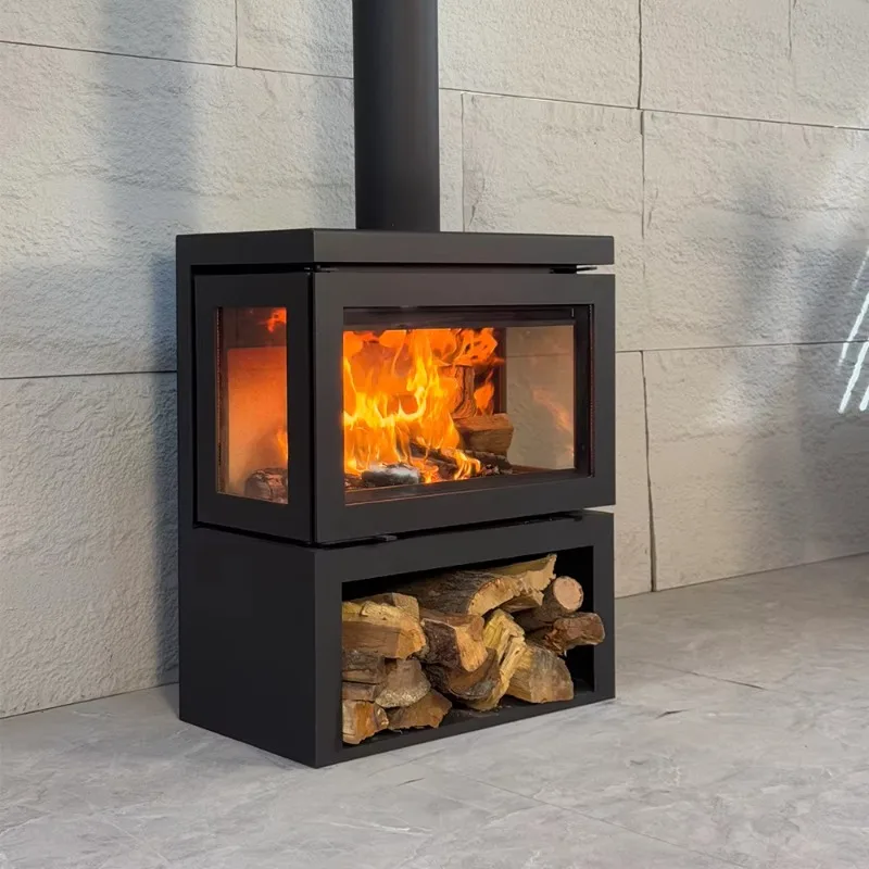 【Best-selling】Heating-equipment Bio Fuel Wood Fireplace Indoor Wood Burning Fireplace Cast Iron Wood Stove China Industry 4