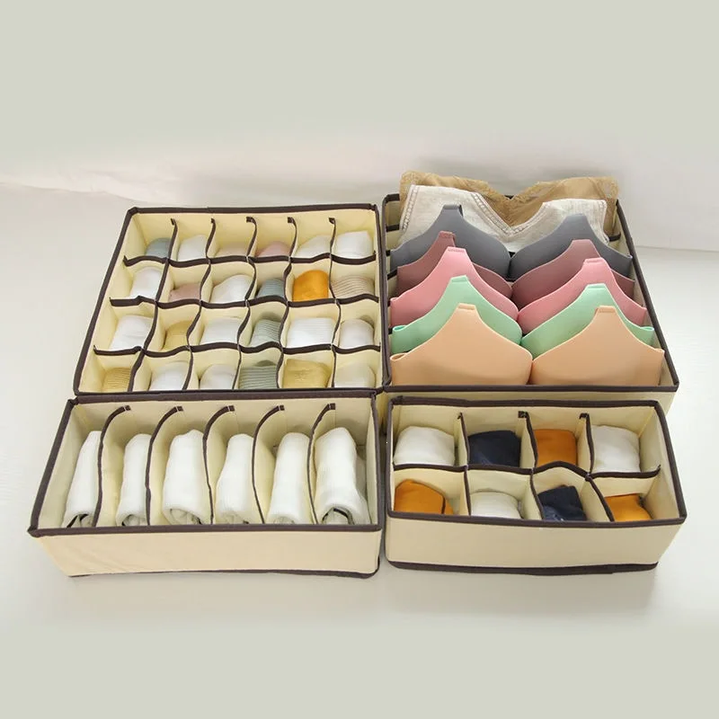 6/7/8/24 Underwear Storage Box Foldable Underwear Storage Four Piece Set Socks, Bras, Underwear Divided Storage Box