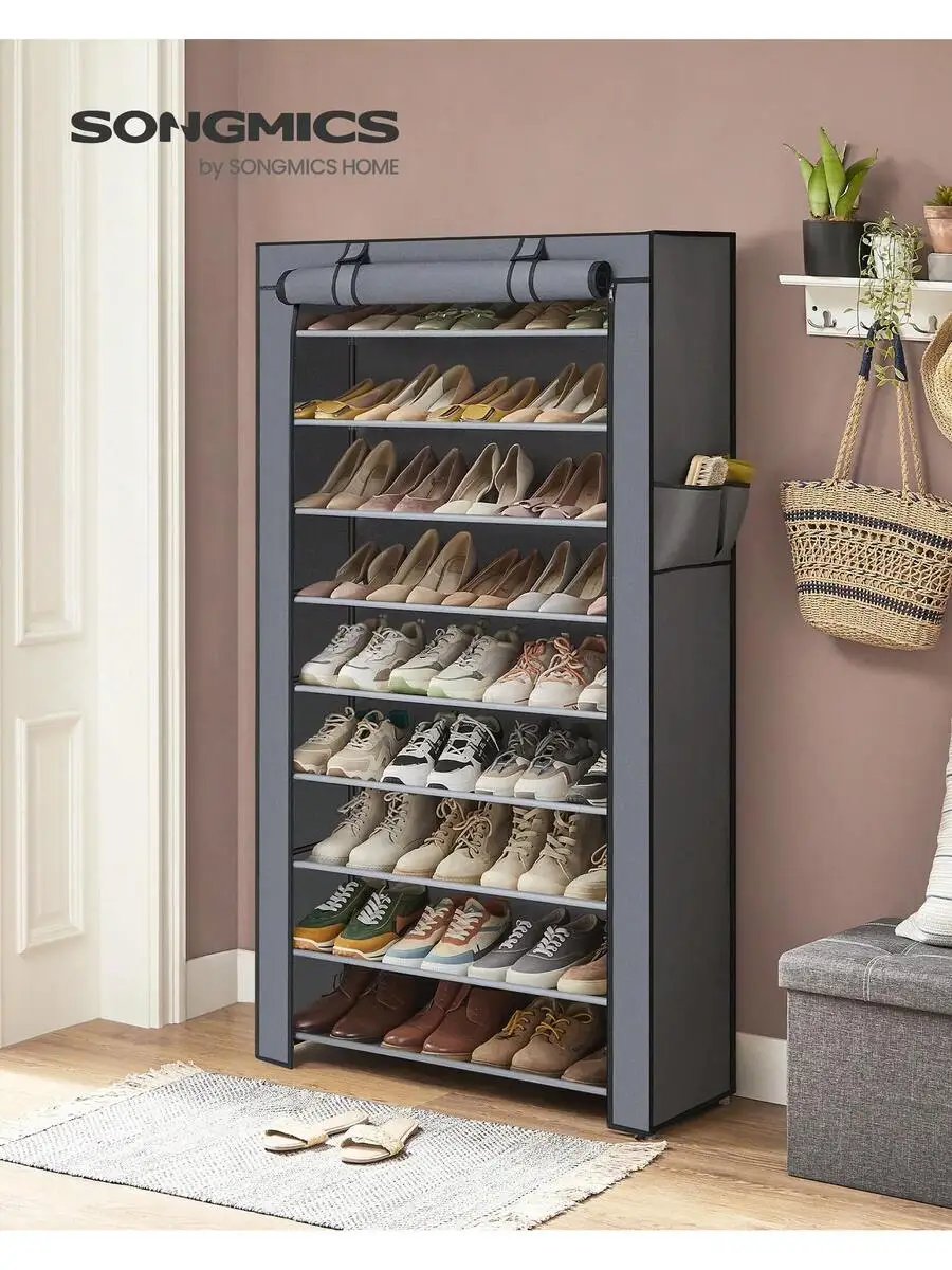 Shoe Rack, 9 Tier Shoe Organizer With Nonwoven Fabric Cover, Shoe Storage Shelf For 40-50 Pairs Of Shoes, Entryway, Suitable For