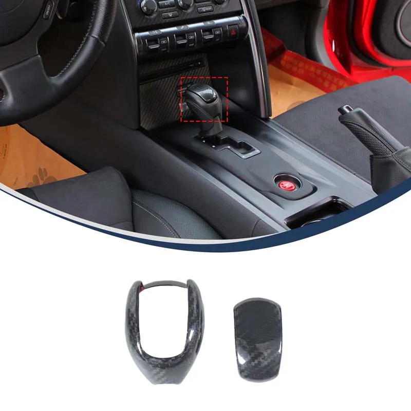 Pour Nissan GTR R35 2008-2016, 2 pièces, garniture de levier de vitesses en fibre de carbone véritable, garniture de console centrale, 3K Twill