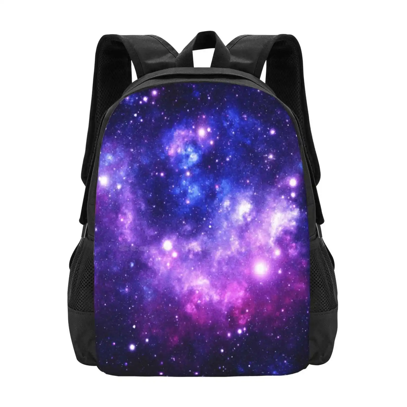 Purple Blue Galaxy Nebula Bag Backpack For Men Women Girls Teenage Indigo Fuchsia Magenta Nebula Stars Planets Cosmos