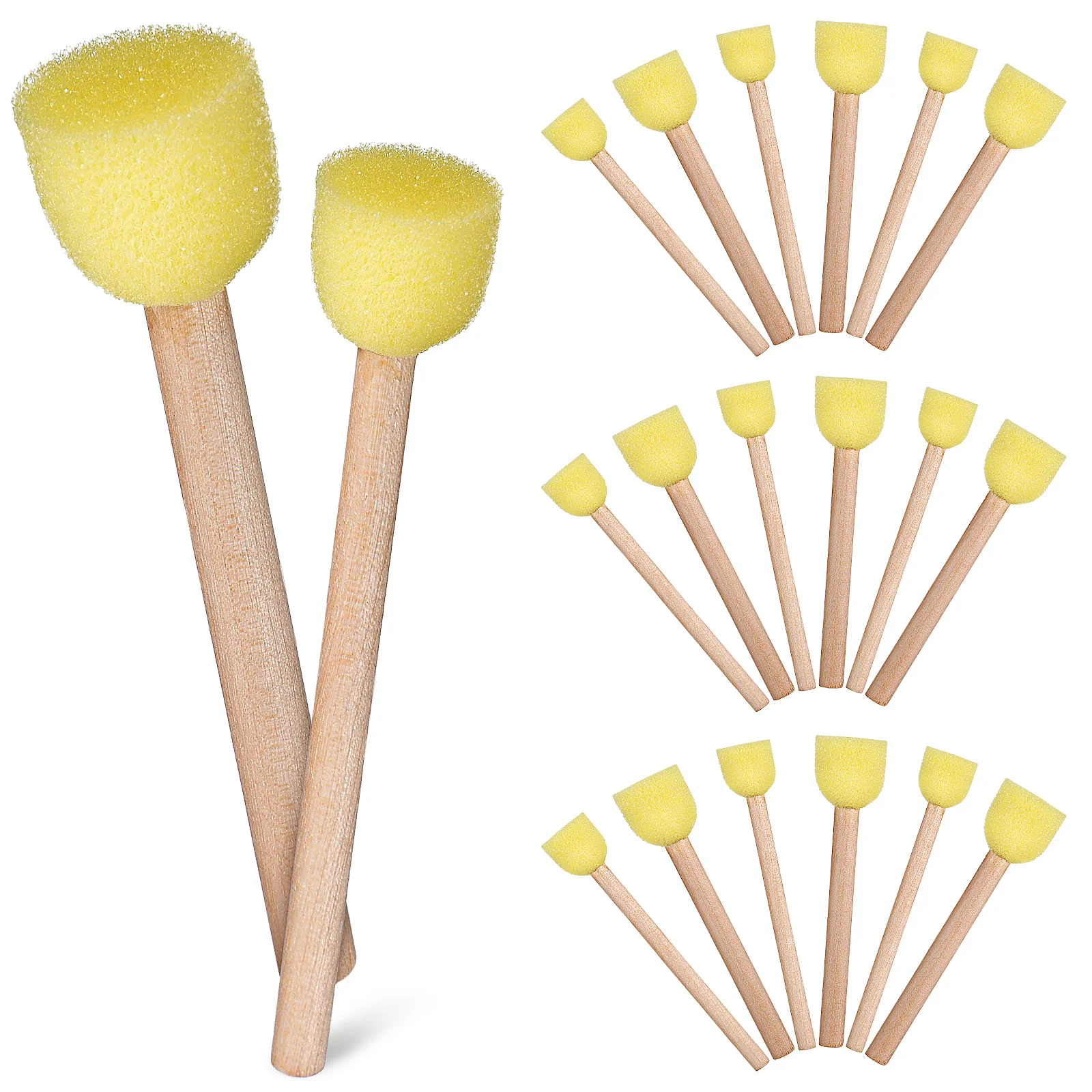 

20 Pcs Graffiti Tool Sponge Paintbrush Toddler Painting Round Small Wood Circle Student