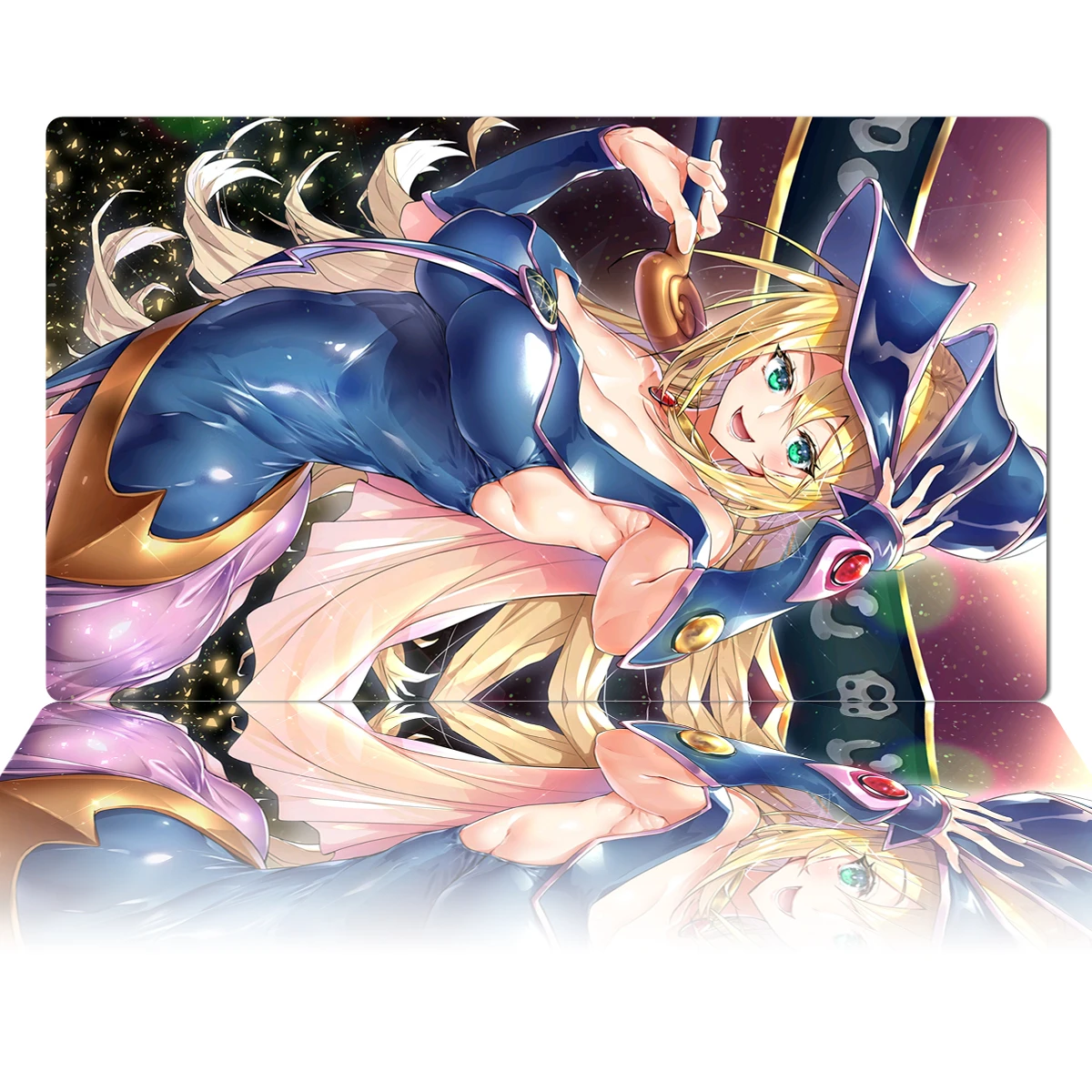 YuGiOh Dark Magician Girl Play Mat TCG OCG CCG Card Game Board Game Mat Anime Mouse Pad Custom Rubber Desk Mat with Zones & Bag