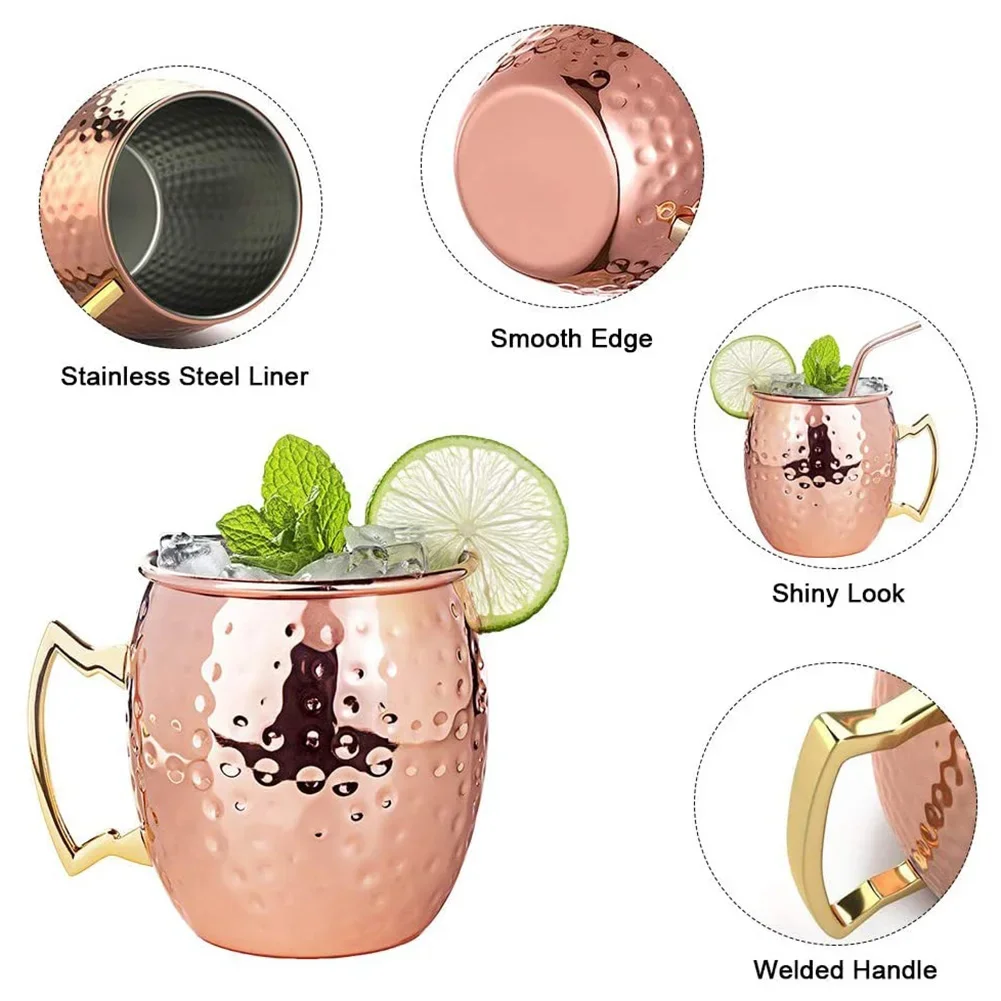 1/3 pz 500ML Moscow Mule tazze di rame tazza di metallo tazza di rame in acciaio inox calice Anti-caduta tazza di vino Champagne Party Bar Tool