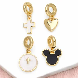 OCESRIO Trendy Enamel Cross Pendant for Necklaces Copper Gold Plated Polish Heart Jewelry Making Supplies Wholesale pdtb503
