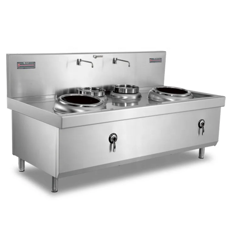 Commercial Dual Basin Industrial Gas Stoves Wok Range Kitchen Wok Gas Burner