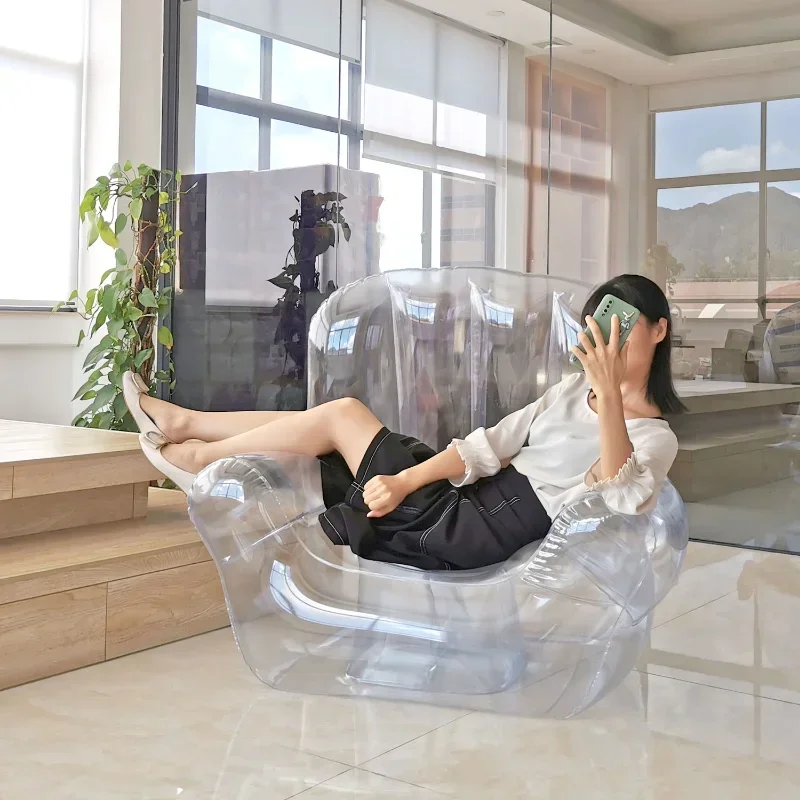 Nordic Style Inflatable Transparent Sofa Lazy Organizer Modern Armchair Couch Single Cheap Divani Soggiorno Bedroom Furniture