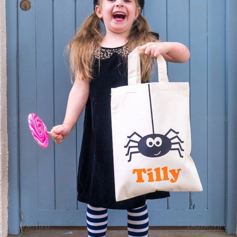 Funny Trick or Treat Girl Boy Canvas Bag Halloween Bag Kids All Saints' Day Creative Cool Outdoors Woman Man Spider Bags