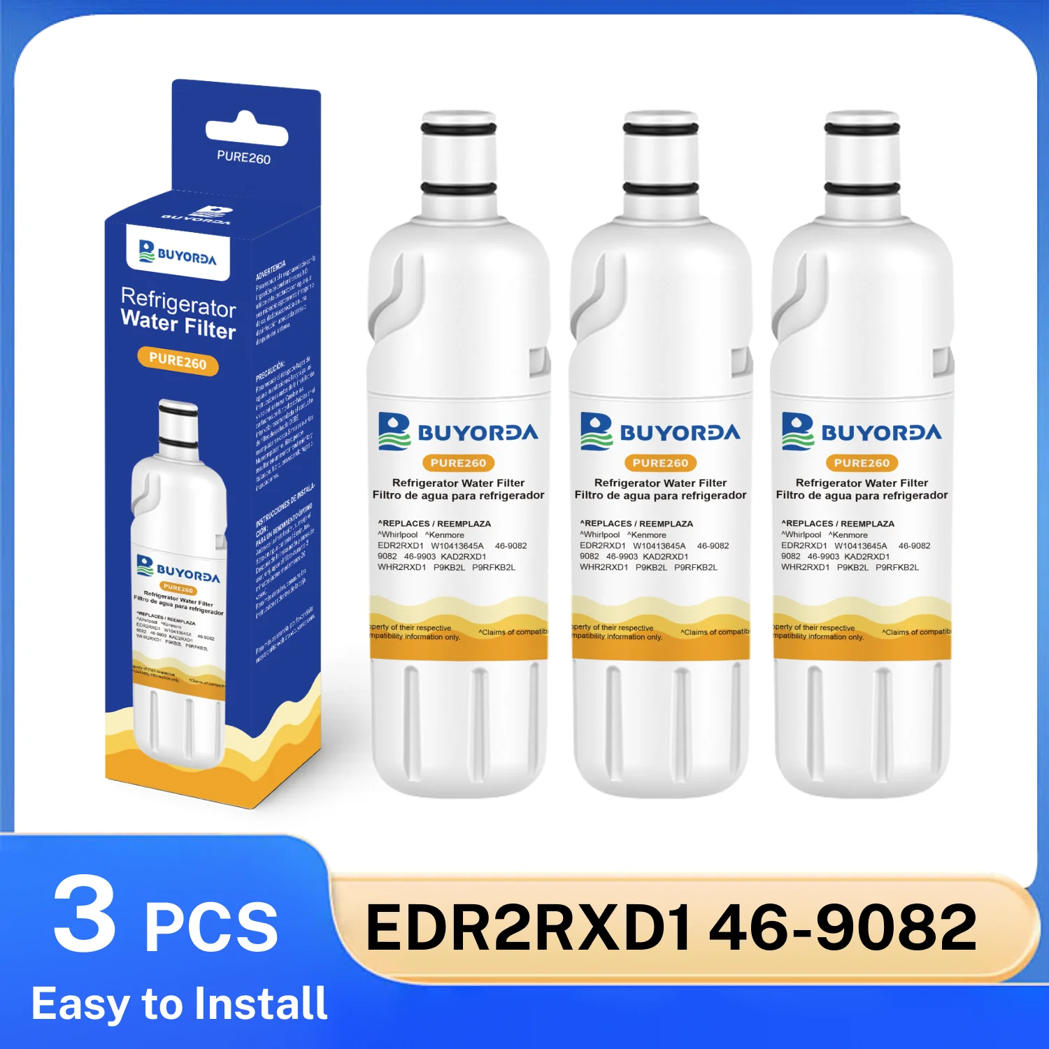 

W10413645A Water Filter 2 Replacement for EveryDrop Filter 2 for Whirlpool EDR2RXD1 WHR2RXD1 WRF757SDHV for Kenmore 46-9082 9903