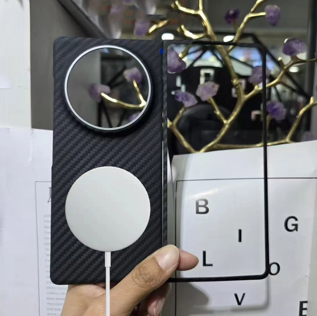 

Магнитный арамидный чехол из углеродного волокна для Vivo X Fold 5, магнитный карбоновый чехол Magsafe для телефона Vivo X Fold 5, карбоновый чехол