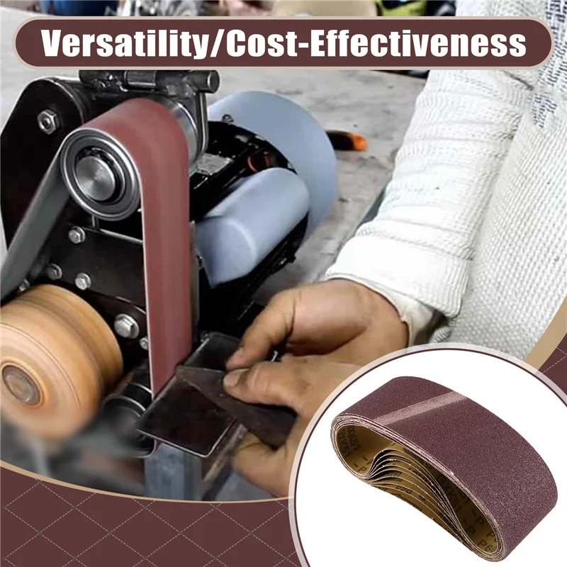 

ABRE-10PCS 75X533mm Sanding Belts Aluminum Oxide 3X21in Abrasive Belts P60