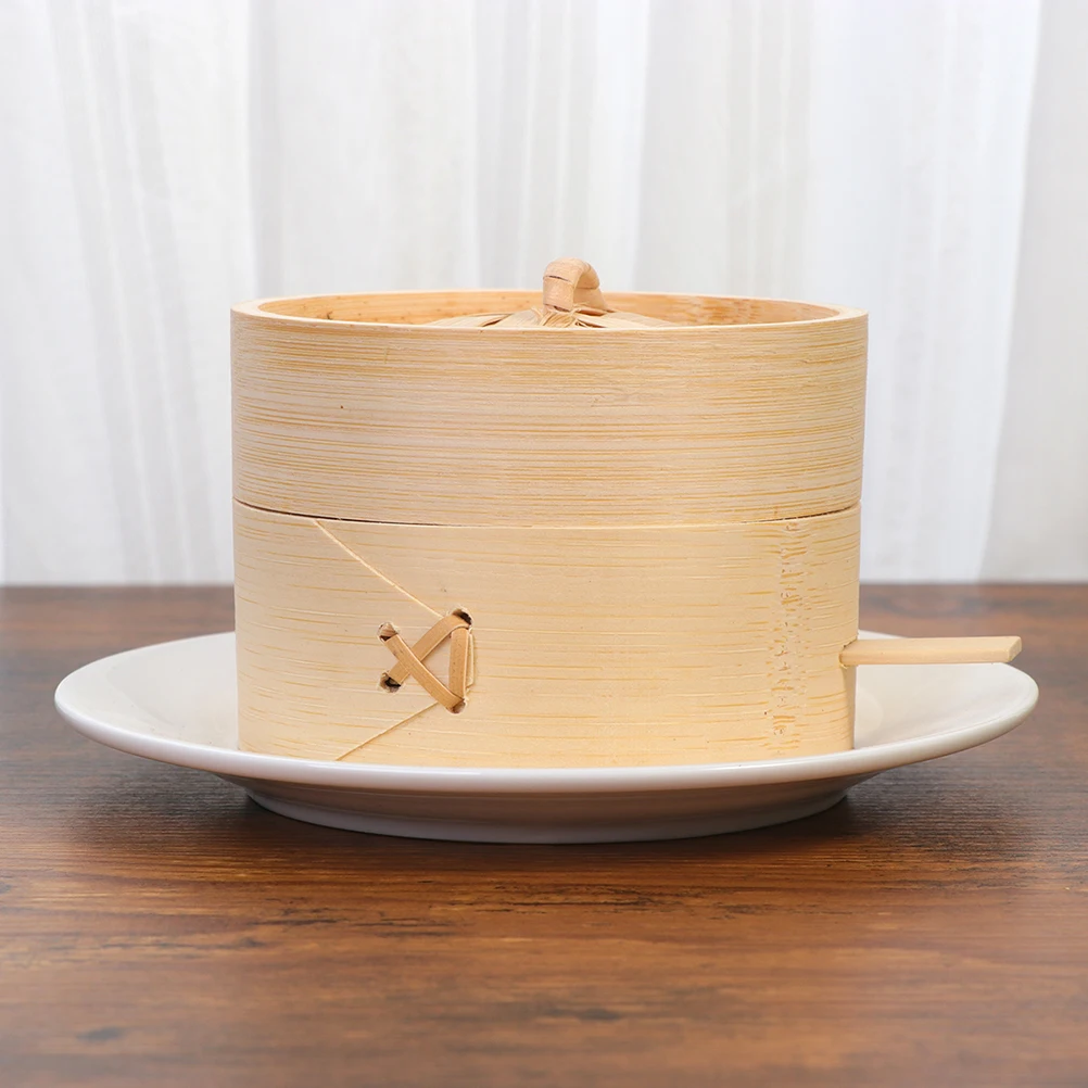 

1set Wooden Steamer Basket 9Cm Round Chinese Steamer For Dumplings Buns Vegetables Rice Dim Sum Dessert Steam Retention