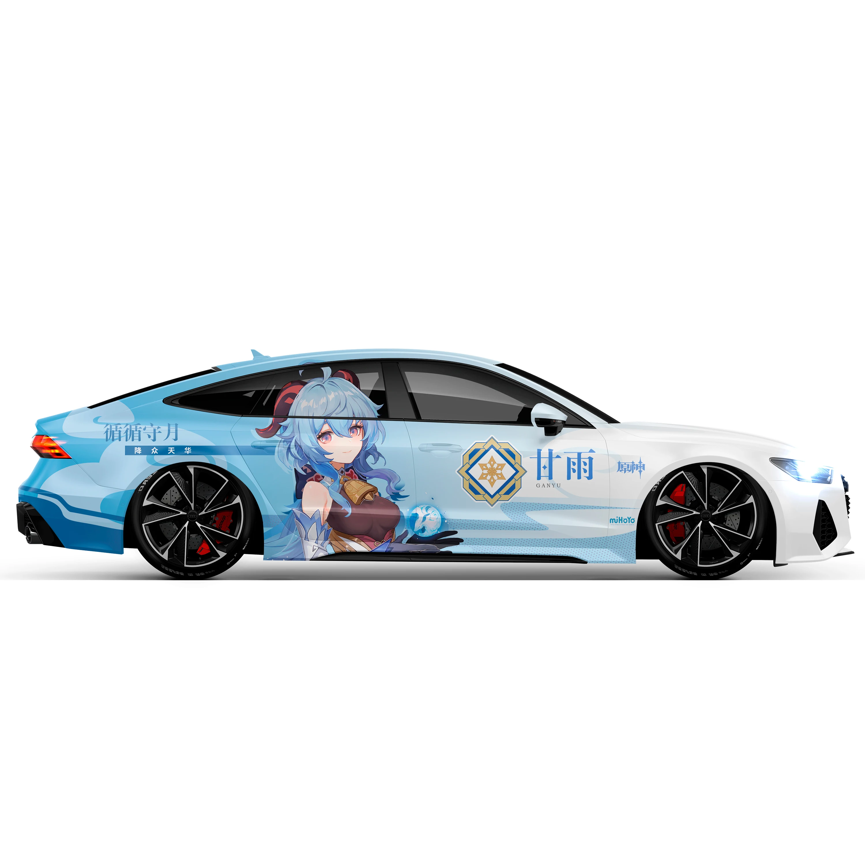 Wholesale Genshin Impact Itasha 17 Anime Girl Car Side Wrap Full Color Graphics Vinyl Livery Decal JDM Sticker Fit with Any Cars