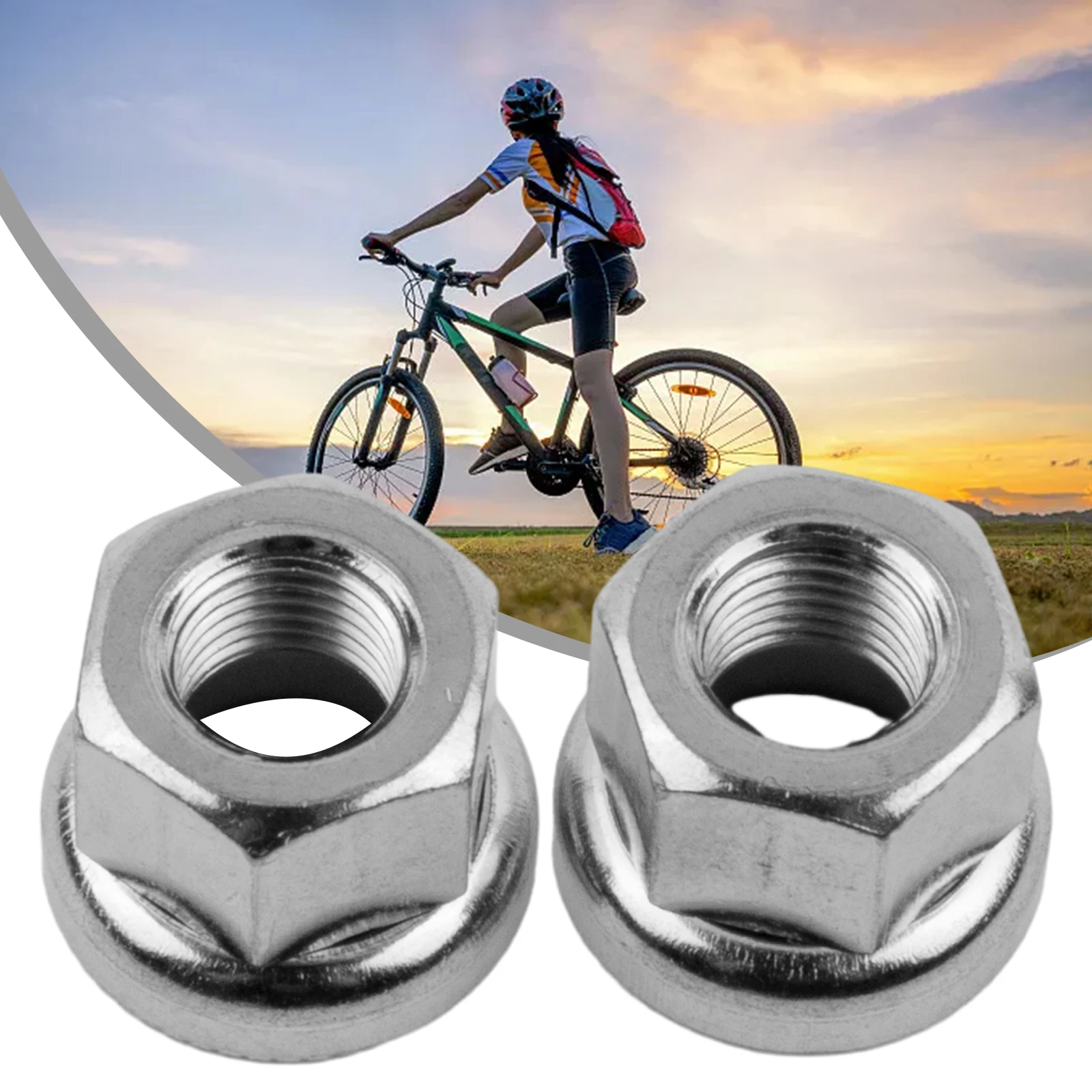 2pcs Bikes Crew Nut Bicycle Screw M9 M10 3/8 Screw Nut For Bike Hub For MTB Bikes Dark Silver Nut Cycling Accessories