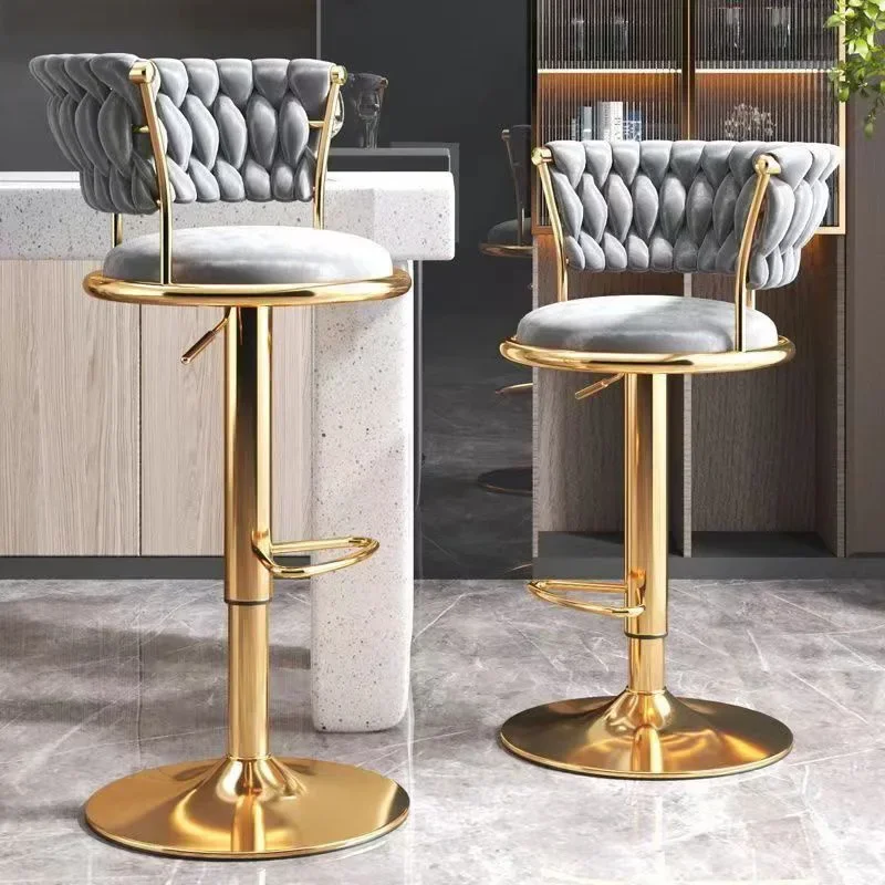 Silla de Bar giratoria para el hogar, taburete de altura ajustable para barbería, taburete de Bar de lujo, bancos altos para desayuno, muebles