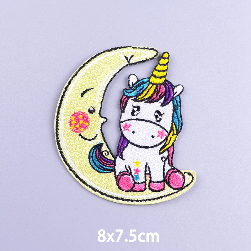 Unicorn Applique Embroidered Patches For Clothing Stickers Cartoon Animal Patch Iron On Patches On Clothes DIY Sew/Fusible Patch