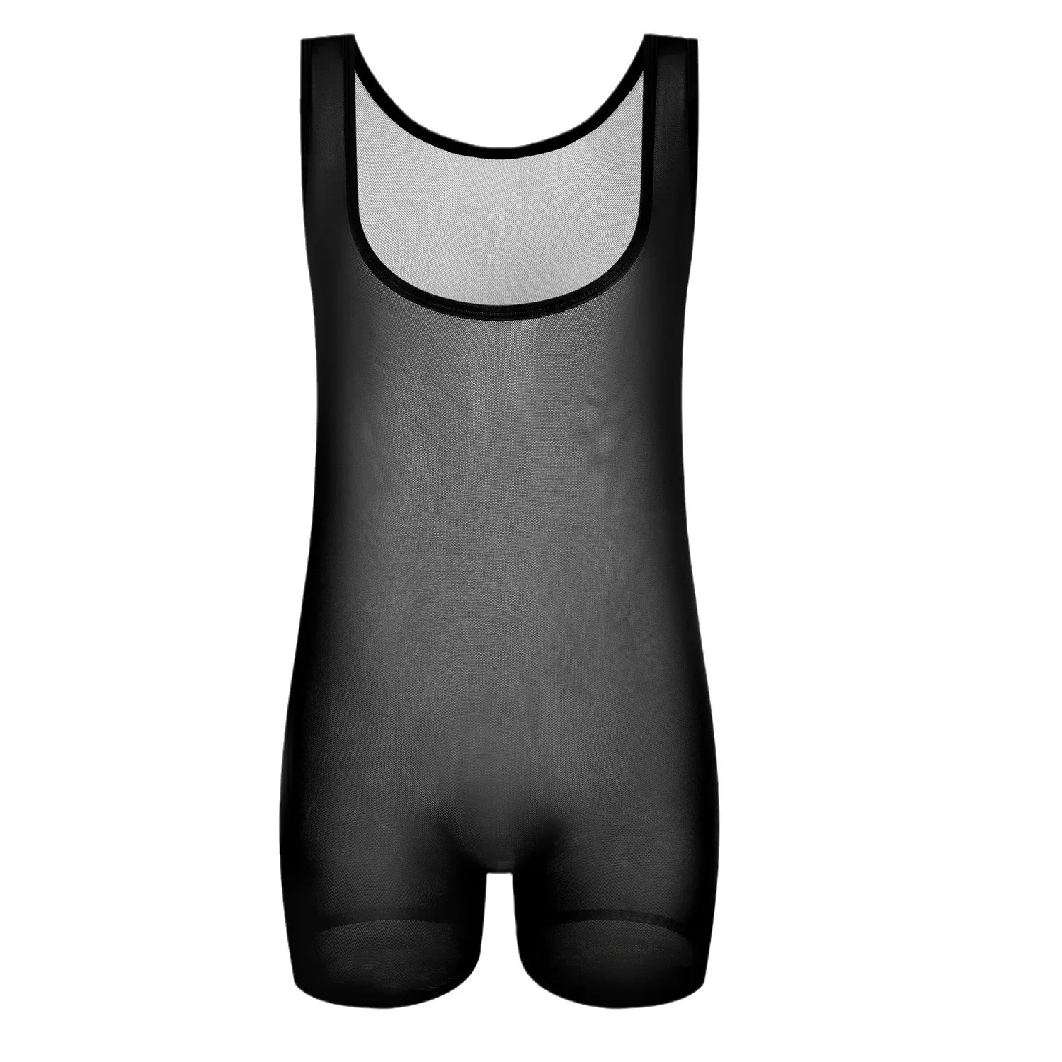 Men Shapewear Underwear Bodysuit Sheer Fabric Sleepwear Nightdress Pajamas Transparent Ultra-thin Mesh Good Breathability Gays