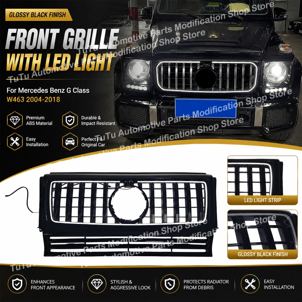 

Lower Mesh Grille Cover for Mercedes Benz G Class W463 2004-2018 Front Bumper Grilles Splitter Spoiler Air Vent Cover GT Style