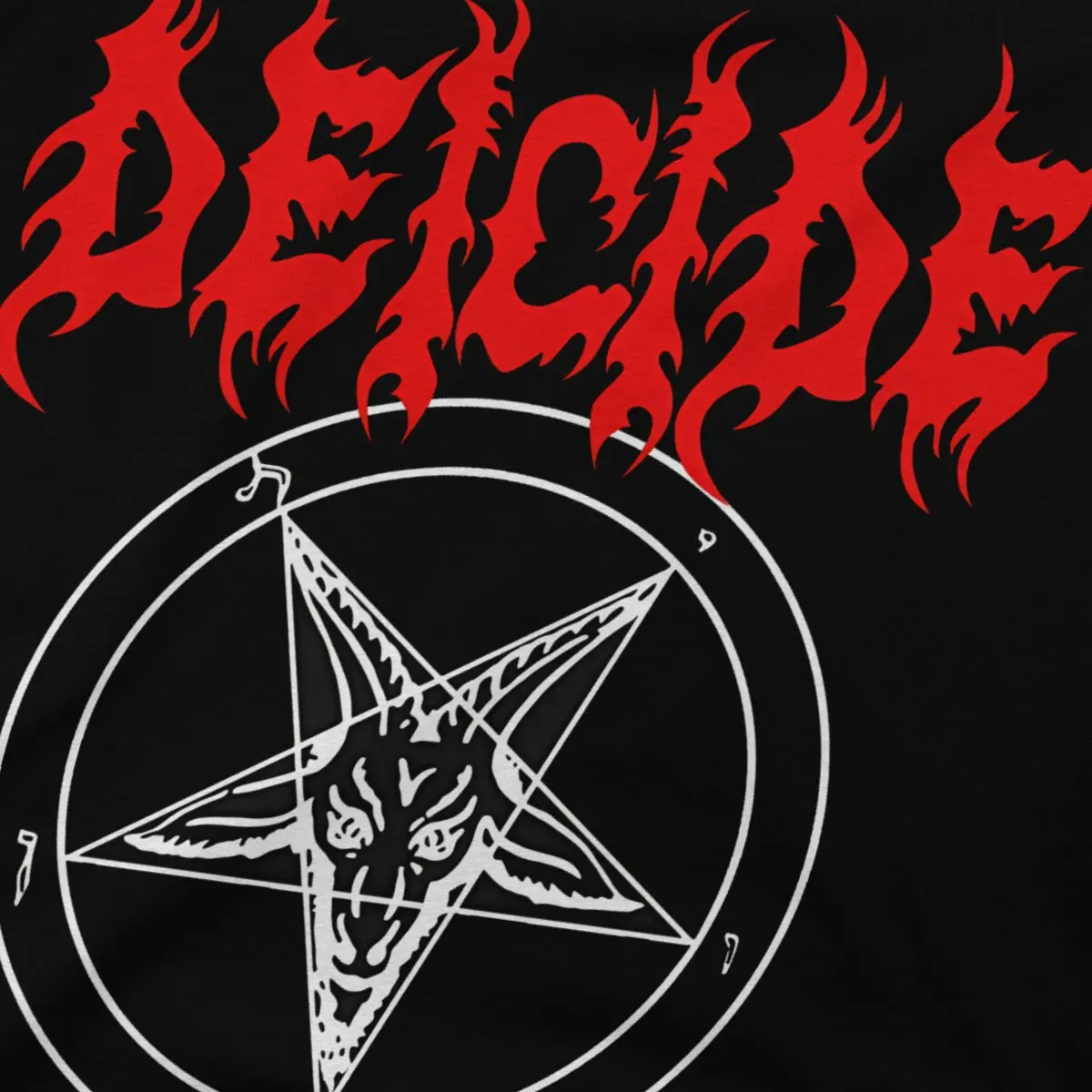 Men Pentagram Death Metal T Shirt Deicide Tops Unique Short Sleeve Crewneck Tees Graphic Printed T-Shirts