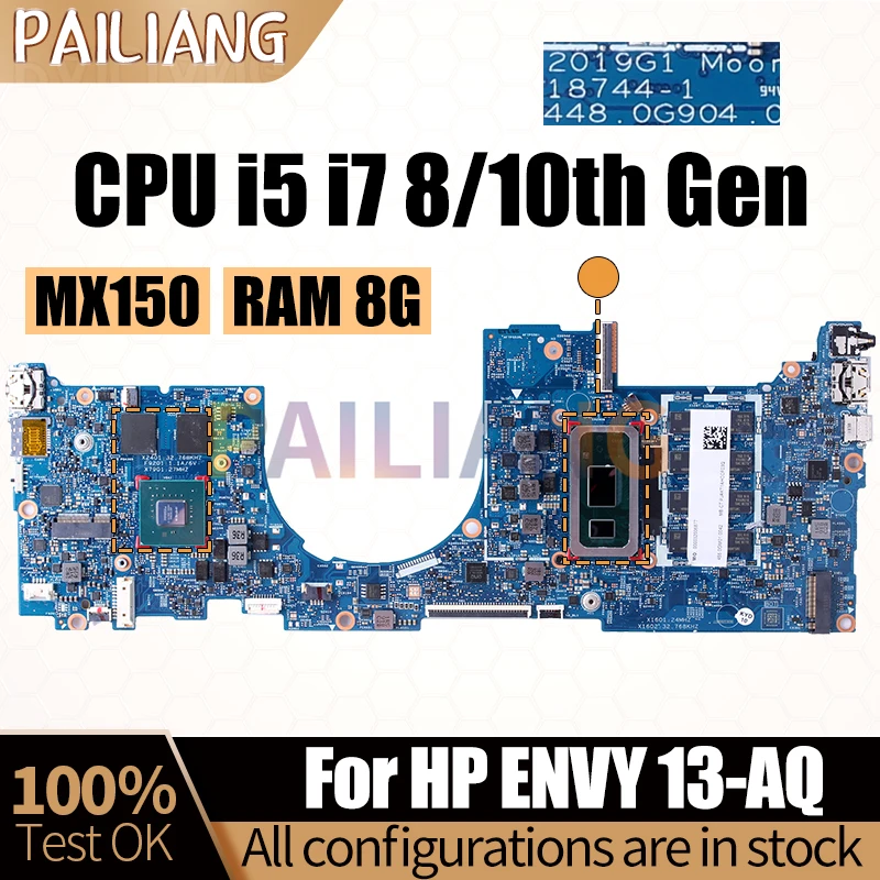 

Для HP 13-AQ материнская плата для ноутбука 18744-1 i5 i7 8/10th Gen RAM 8G MX150 телефон материнская плата для ноутбука полностью протестирована