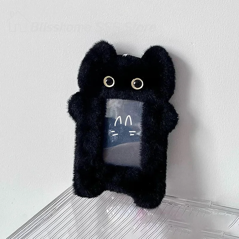 【S】Cute Cartoon Plush Kpop Album Card Holder Bus Card Bank ID Card Protective Display Sleeves Students Bag Pendant Gift