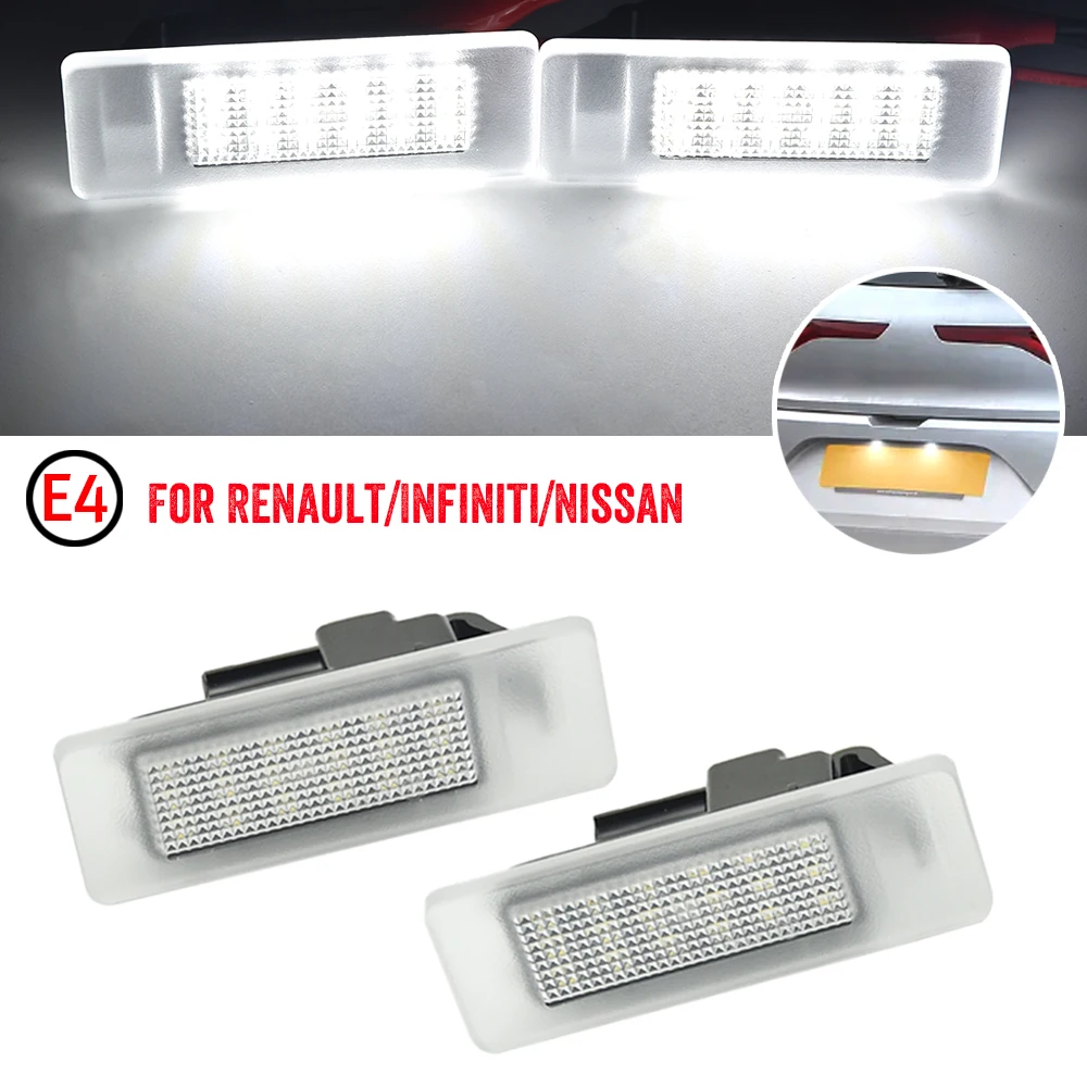Luz LED para placa de matrícula de coche, accesorio para Renault Clio 5 Espace 5 Koleos 2 Master Bus Box Talisman Grand Tour Nissan Leaf Maxima GTR, 2 uds.