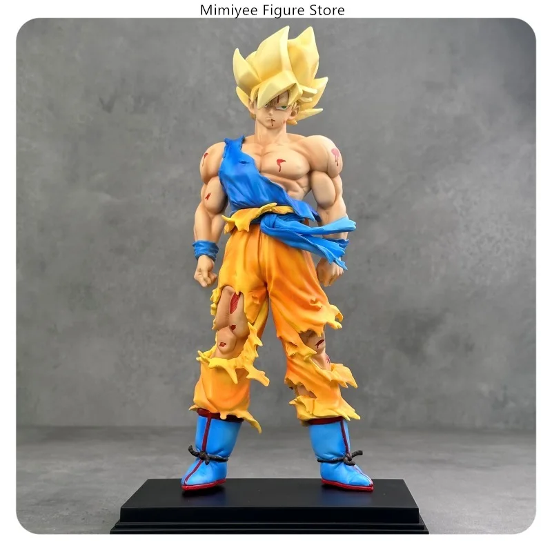 30cm dragon ball goku batalha estilo danificado posição em pé estátua anime figura modelo colecionável decoração de mesa presente
