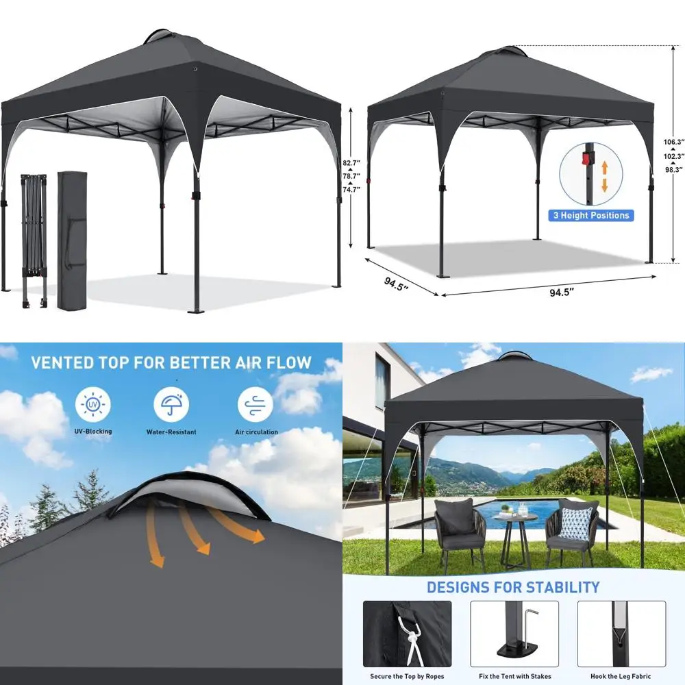 

Portable Outdoor Canopy Tent 8x8 Feet with Adjustable Heights and Carrying Bag - Ideal for Events, Parties, Camping, and More