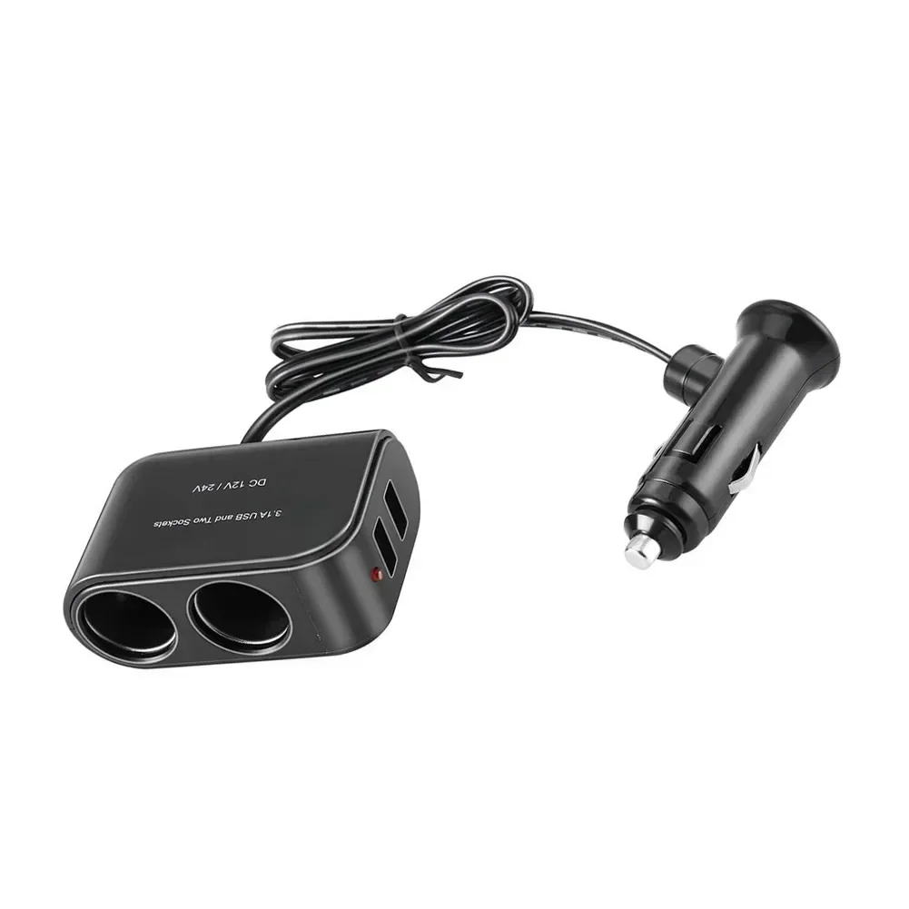 Stay powered up and connected during your journeys with this 12V car adapter with dual USB ports and multiple plugs