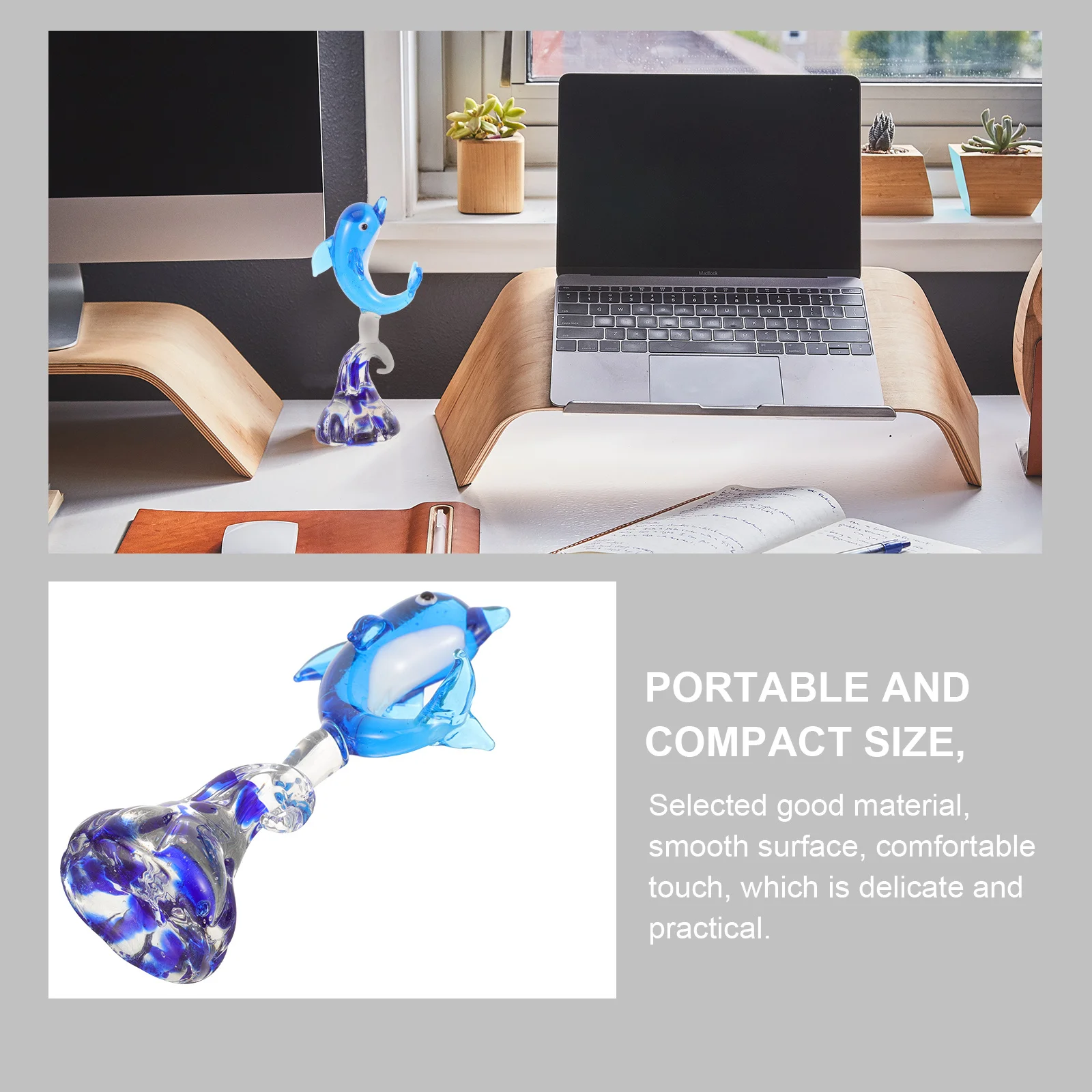 

Delicate Glass Dolphin Sculpture Artistic Home Decor Smooth Surface Comfortable Touch Multi-Purpose Glass Dolphin Figurine
