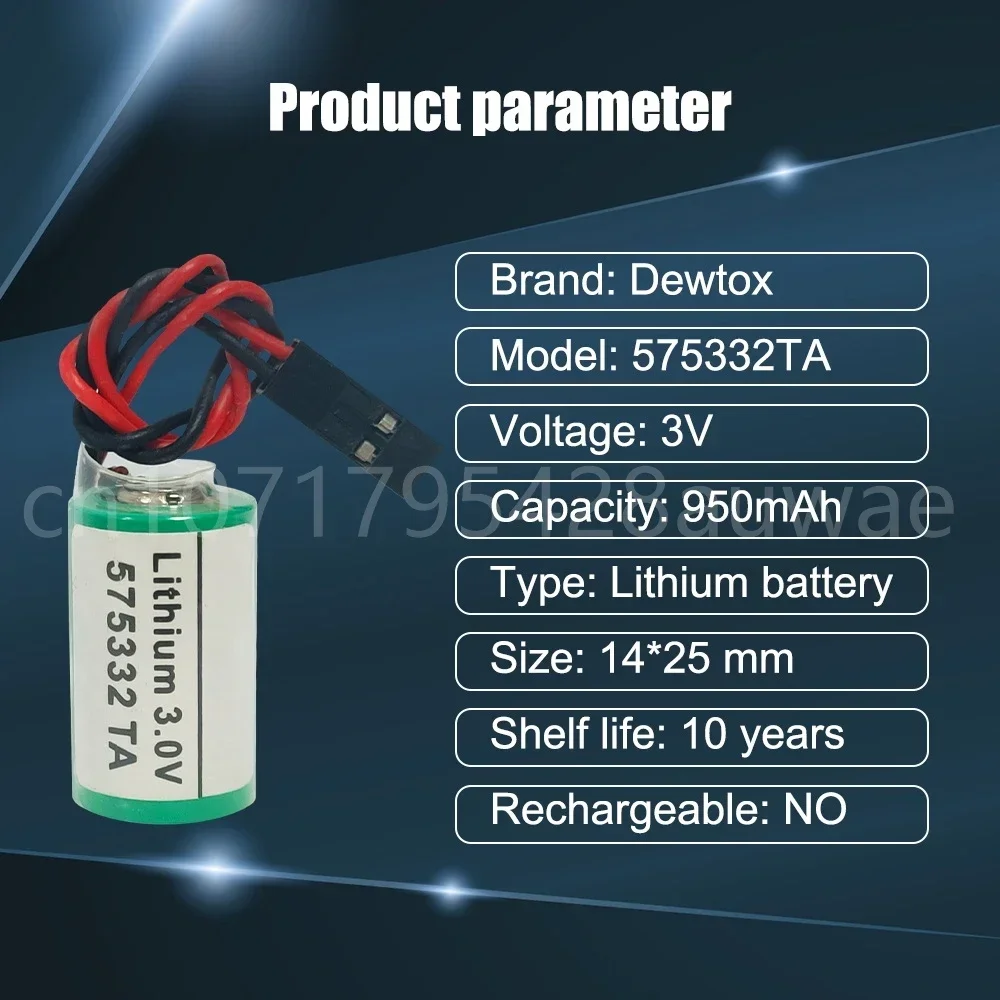 10PCS 575332TA 3V 840D 810D 6FC5247-0AA18-0AA0 3V 950mAh PLC Lithium Battery Black 2-wire Plug