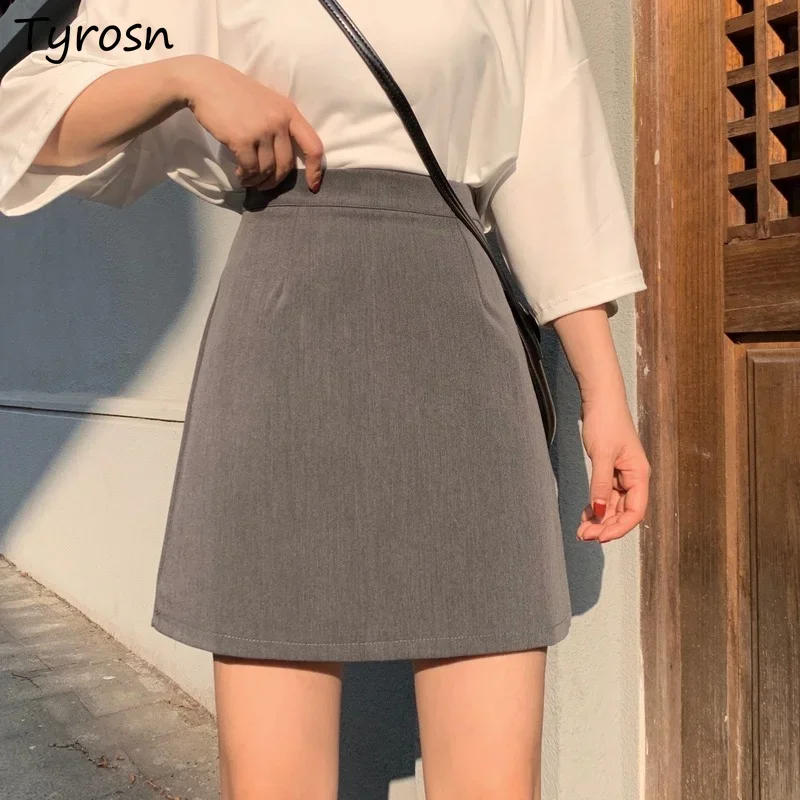 

Skirts Women High Waist Solid Maiden Simple Office Ladies Summer Mini Skirt All-match Streetwear New Arrival Sheath Slim