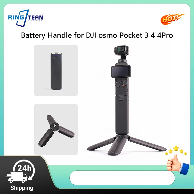 Empuñadura de Batería para DJI Osmo Pocket 3, Pocket 4, Pocket 4 Pro, Accesorio Extendido con Agarre, 5000mAh, 18W, Batería Externa con Rosca de 1/4