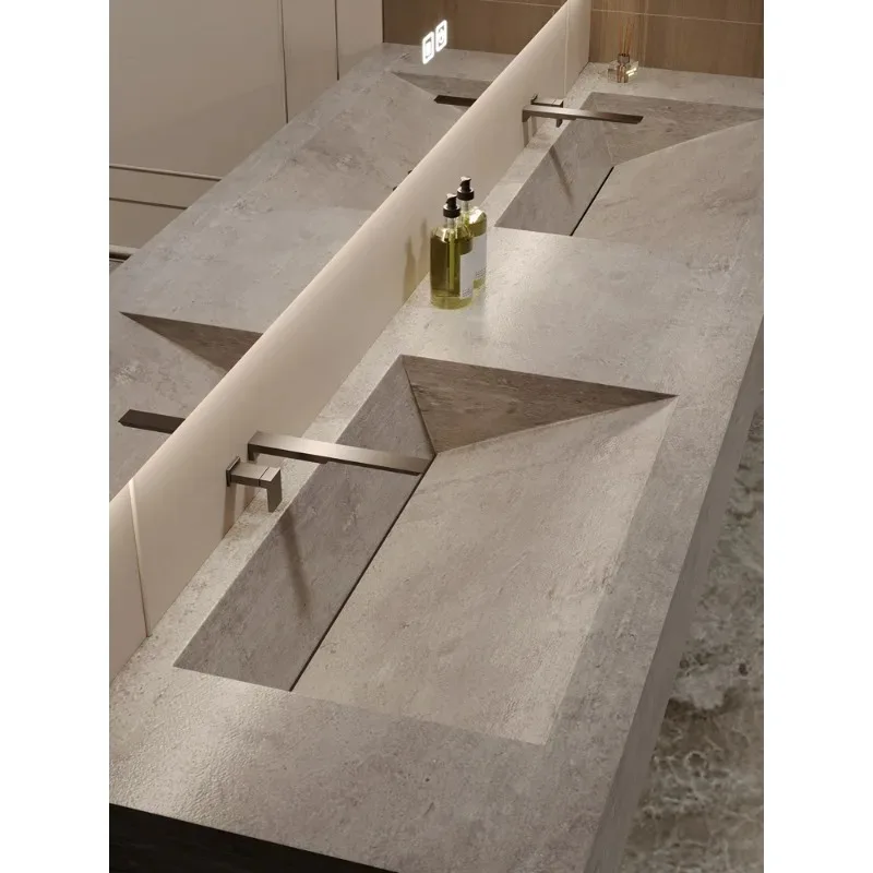 

Customized rock slab integrated basin, bathroom cabinet combination set, bathroom washstand, single and double basin