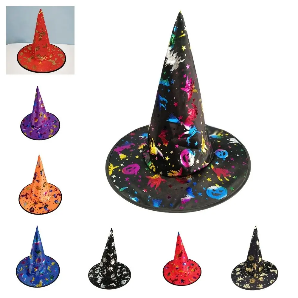 Colorato cappello da strega di Halloween modello teschio puntelli per feste berretto da mago per bambini puntelli per costumi cosplay accessori cosplay di Halloween