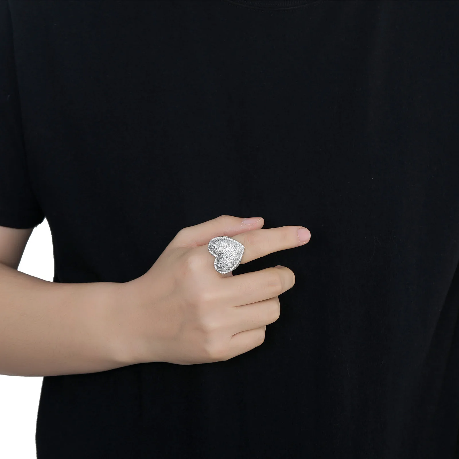 

Big Broken Heart CZ Rings for Women Men Micro Pave Setting AAAAA Cubic Zirconia Heart Rings Fashion Jewelry for Gift