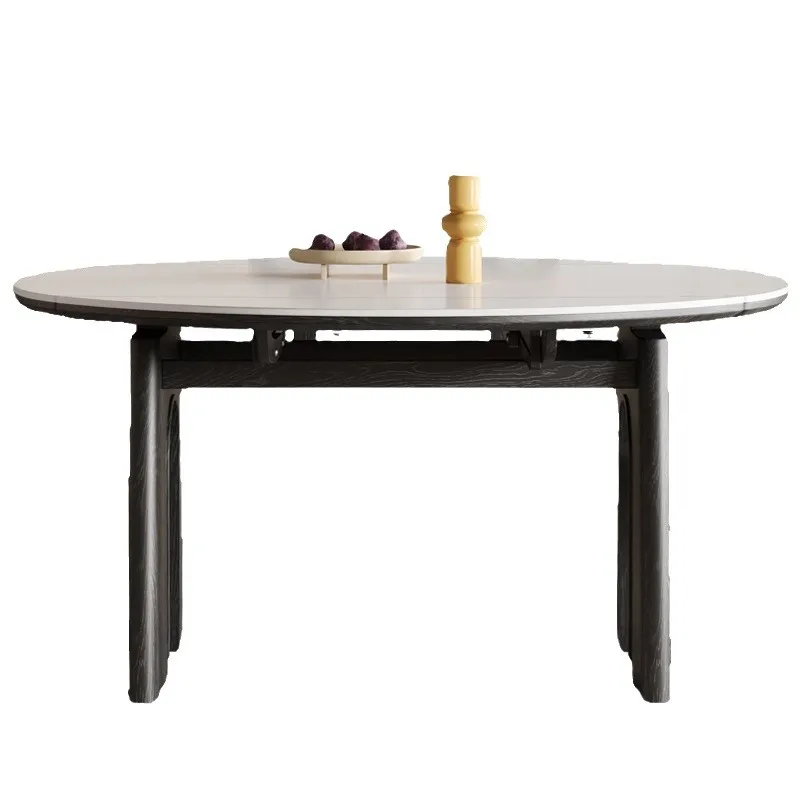 

French, retro, retractable, slate, dining table, white, household, small apartment