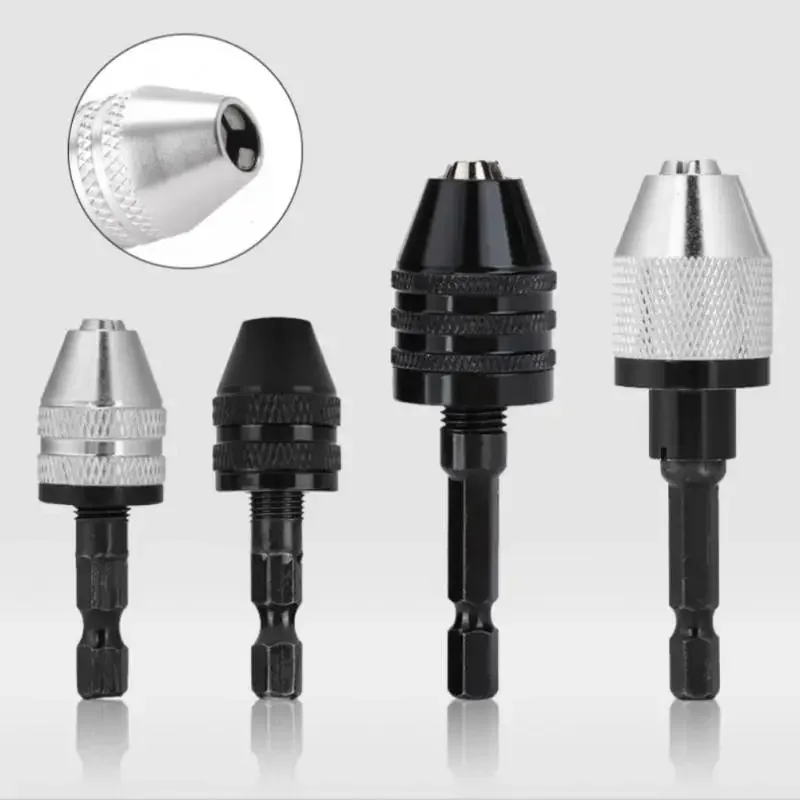 Mini Keyless Chuck Electric Drill Bits Collet Converter Extension Screwdriver Drill Adapter Fixture Tool 1/4