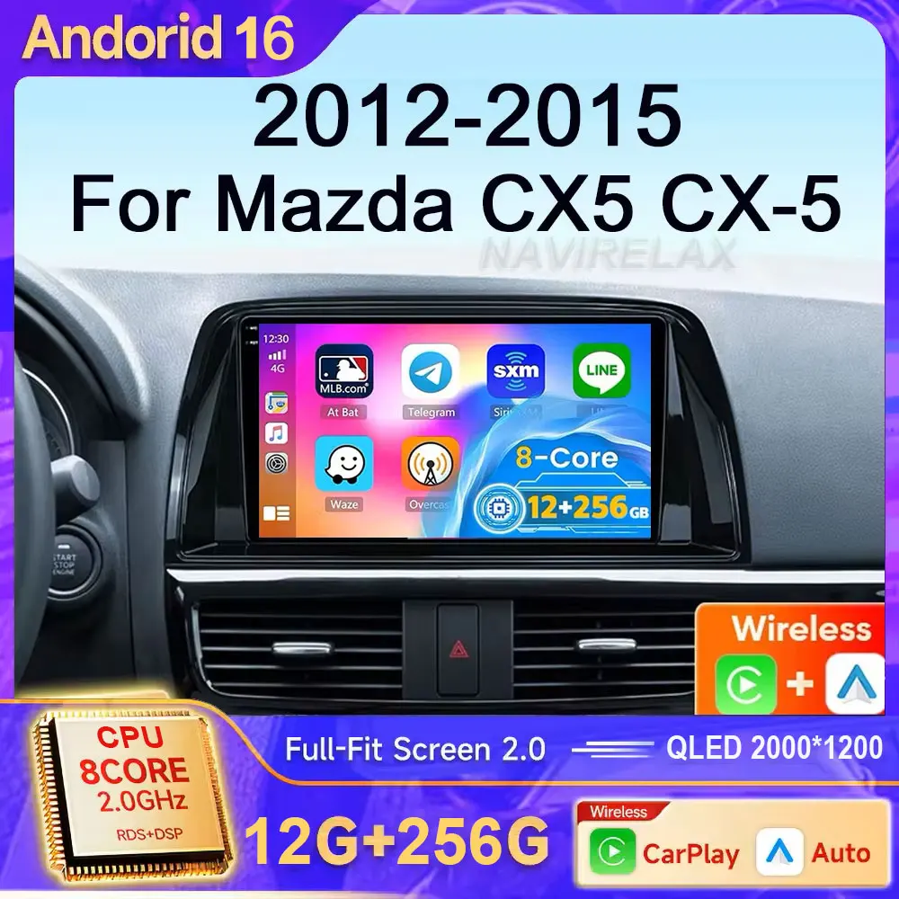 Android 16 carplay For Mazda CX 5 CX5 CX-5 2012 2013 2016 Video Player Car Radio Multimedia Navigation Carplay Head Unit 2din 4G