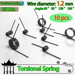 Wire Diameter 1.2mm Torsional Spring V Type Spring 6-12mm Outside Diameter 60/90/120/180 Degree Feeder Springs Torsion 10 Pcs