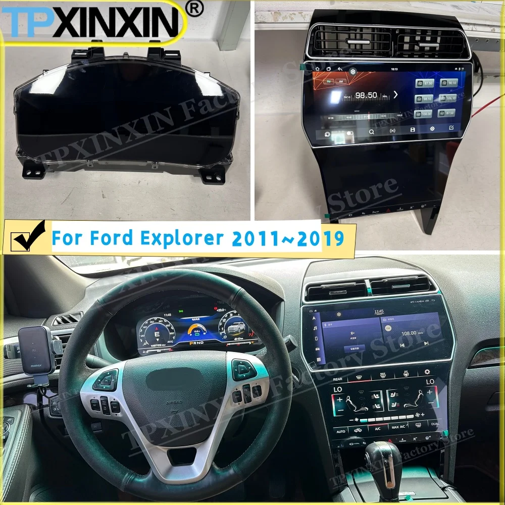 For Ford Explorer 2011~2019 Digital dashboard + Android Radio Carplay Multimedia GPS Navigation Car Stereo Player IPS Head Unit