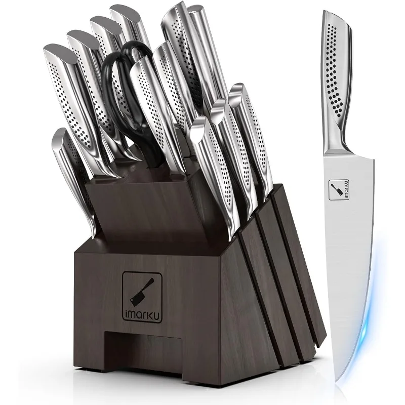 16-piece kitchen knife set with knife block