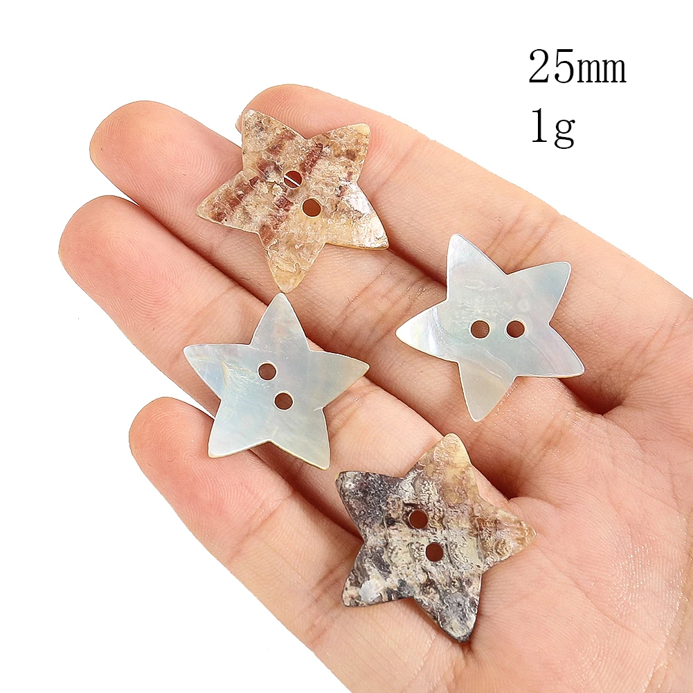 30PCS Natural Shell Botões Mãe de Pérola Botão Estrela 2 Buraco Artesanato DIY Roupas Costura Suprimentos Scrapbooking Embellishments